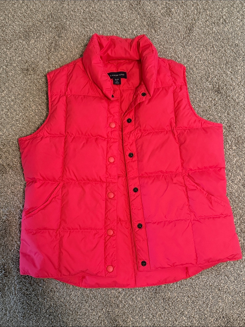 Lands' End Hot Pink Quilted Down Puffer Vest
